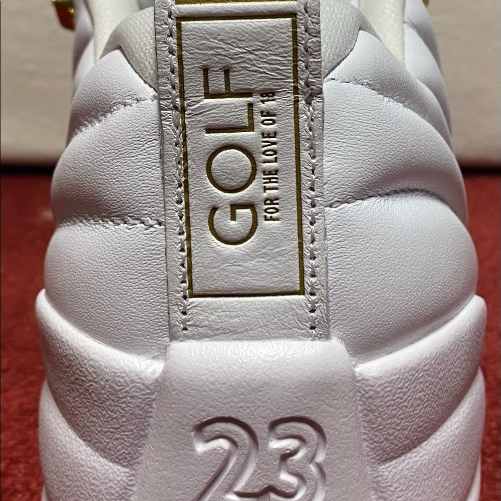 New Mens Nike Air Jordan 12 G Sz 9 Masters White Gold Golf Shoes DM0106 117 - Picture 4 of 6